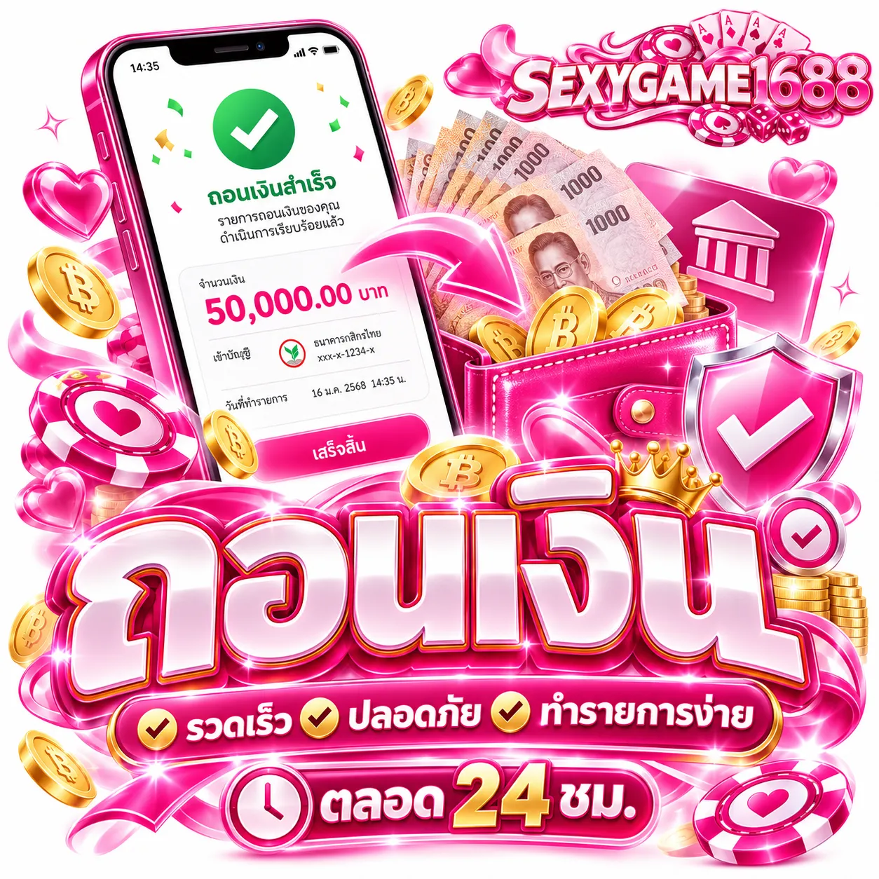 ฝาก ถอน อัตโนมัติ 24 ชั่วโมง 2 วินาทีก็เล่นได้ ไม่ต้องแจ้ง